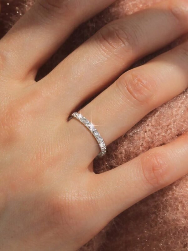 ⁦خاتم زفاف فضي الماسmoissanite⁩ - الصورة ⁦4⁩