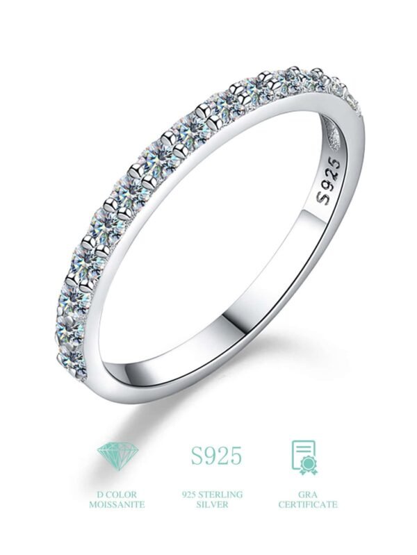 ⁦خاتم زفاف فضي الماسmoissanite⁩ - الصورة ⁦2⁩
