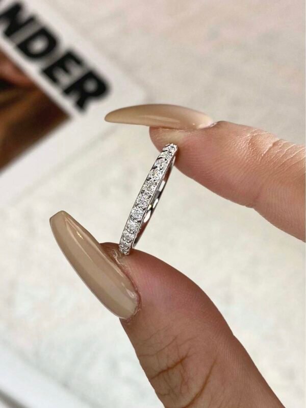 ⁦خاتم زفاف فضي الماسmoissanite⁩ - الصورة ⁦3⁩